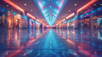 Abstract Background of Modern Shopping Mall with Clean Lines and Geometric Patterns