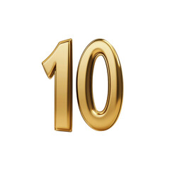 Golden Number Ten - 3D Render of Luxury Number 10