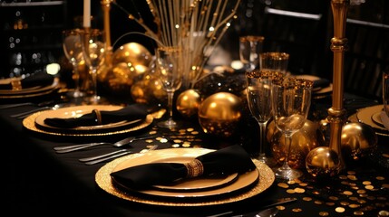 party gold black new year