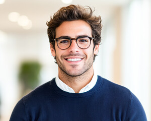 Obraz premium Professional portrait of a smiling young man office setting lifestyle image