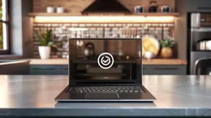 Close-up of a laptop screen showing a software update progress bar in a modern workspace, representing technology advancement and digital transformation concepts.