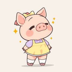 Cute Pig Character Standing