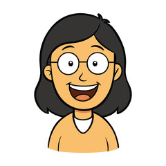 Obraz premium A joyful brunette with eyeglasses, radiating positivity and confidence. Her bright smile and lively expression convey a sense of happiness and approachability, embracing every moment.