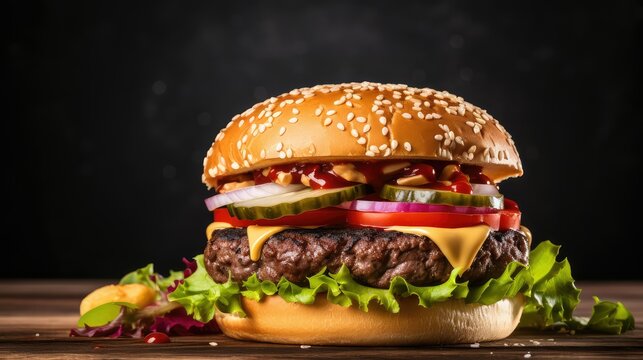 ppetizing burger on a white table