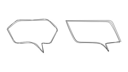 Hand drawn outline chat bubble with geometric style for cartoon text, pop art blank template. Place for text. Vector illustration in flat design style