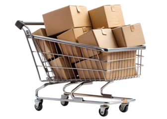 shopping cart with boxes