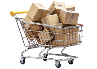 shopping cart with boxes