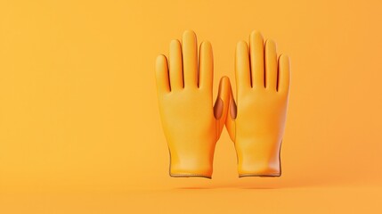 Obraz premium Bright Yellow Protective Gloves on Vibrant Orange Background