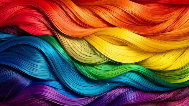 Flowing colorful hair.Background with abstract colorful waves.Colorful or rainbow background.Rainbow flag,LGBT pride flag or gay pride flag.