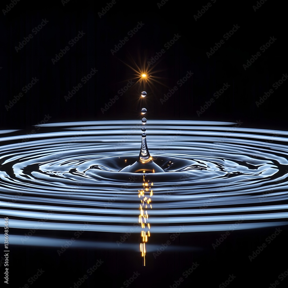 Poster glowing ripple expanding from single water drop symbolizing influence and connection