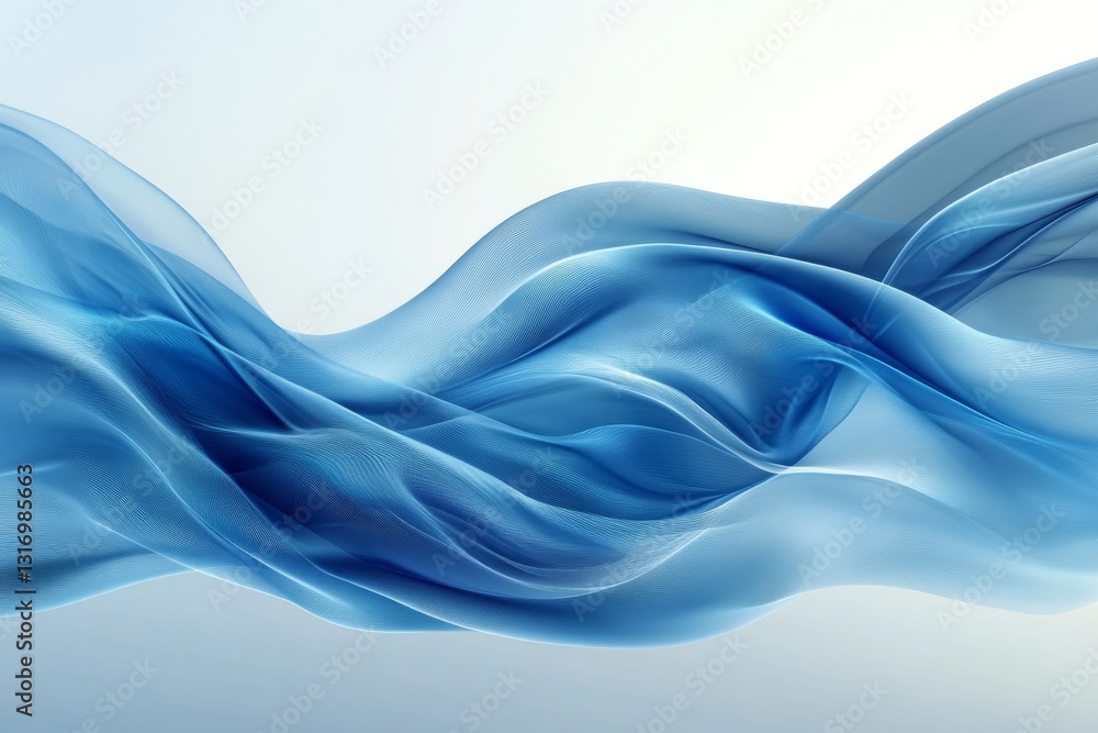 Poster abstract fluid waves with soft curves and smooth gradients in blue tones. aesthetic digital backgrou