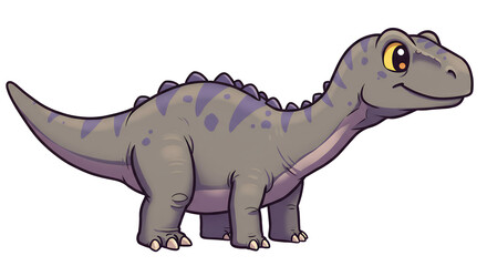 Fototapeta premium Cartoon Dinosaur Walking with Gentle Smile Illustration on White Background