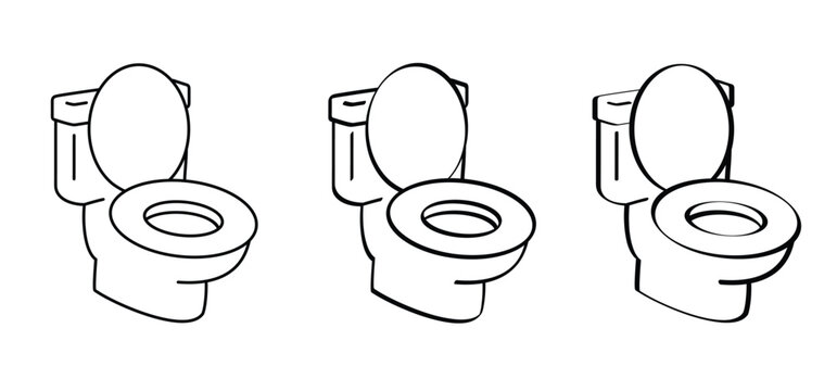 Cartoon toilet side, top view. Please keep toilet clean. WC icon or pictogram. toilets seat label. World toilet day concept. Restroom or bathroom symbol. Toilet cleaning glyph icon.