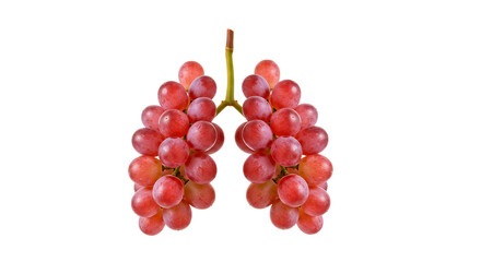 Fototapeta premium Grape Bunch Forming Lung Shape on White Symbolizing Health Concept