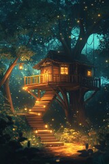 Fototapeta premium Magical Treehouse in Enchanted Forest