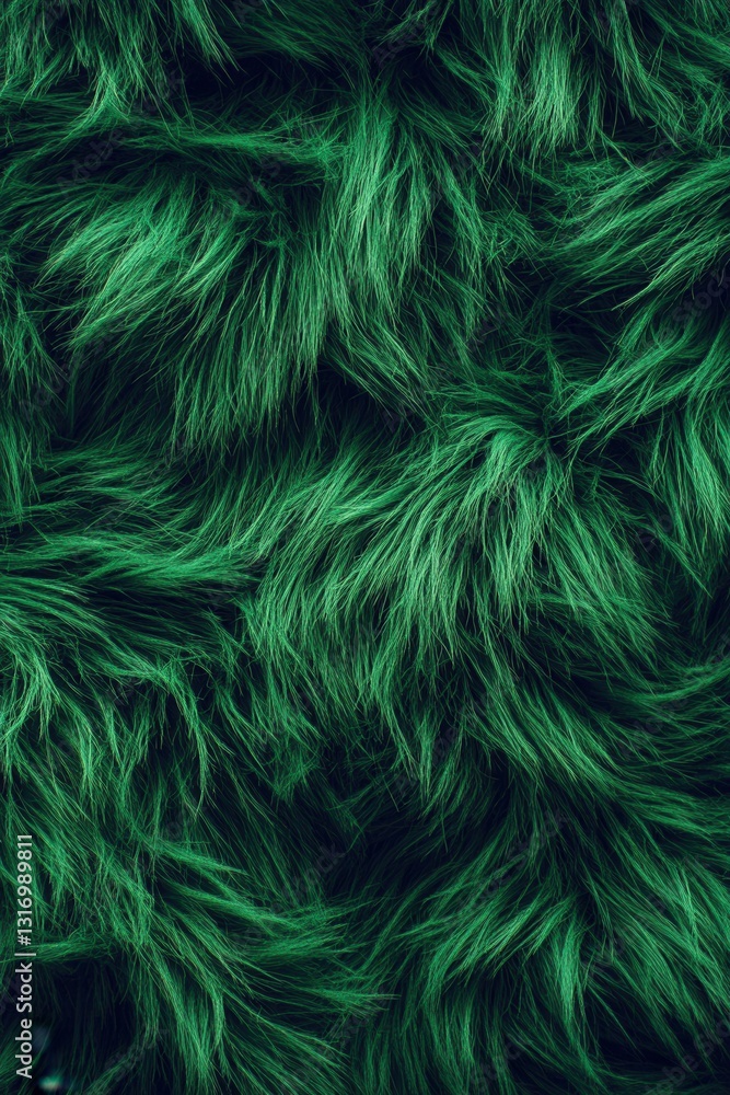 Poster lush emerald green fur texture background capturing depth and softness for fashion and design projec