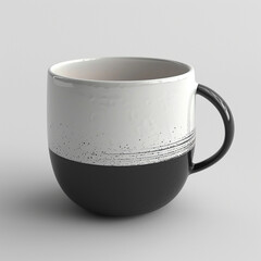 Minimalist Black and White Ceramic Mug Mockup with Modern Design