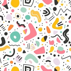 Abstract Geometric Shapes in Pastel Colors on a White Background