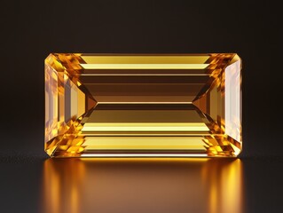 Radiant Citrine Gemstone Displaying Faceted Precision and Warm Golden Hue on Dark Background for Jewelry Design