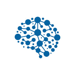 modern human brain in low poly particles tech style Logo design. Brain Tech Logo Design Vector design.