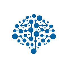 modern human brain in low poly particles tech style Logo design. Brain Tech Logo Design Vector design.