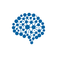 modern human brain in low poly particles tech style Logo design. Brain Tech Logo Design Vector design.