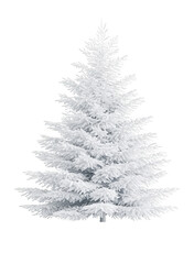 Fototapeta premium A white Christmas tree stands tall and proud on a white background. The tree is the focal point of the image, and its bright white color contrasts with the white background