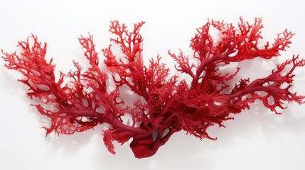 bright red algae white background