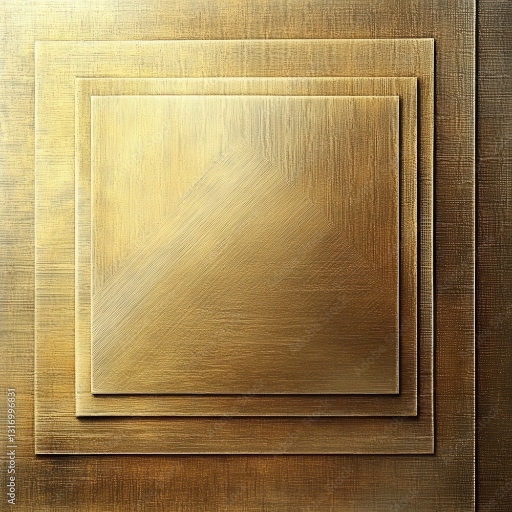Poster geometric golden texture with layered square pattern and brushed surface creating a luxurious and el