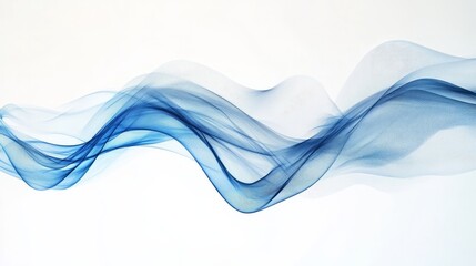 Elegant blue wave design in abstract motion on a white backdrop, offering a refined look for posters, banners, or wallpaper