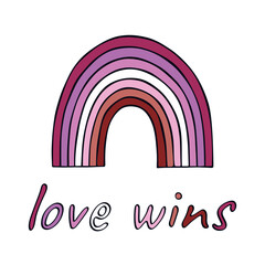 Fototapeta premium Colorful rainbow shape Lesbian pride flag Happy pride day LGBTQIA community Pride Month Vector hand drawn doodle for posters, stickers, logo, cards