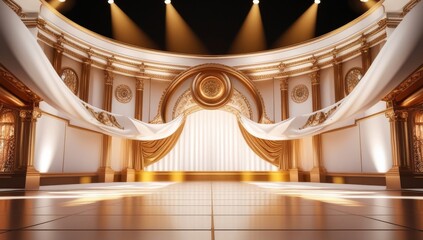 Obraz premium White golden ceremony award stage venue background.