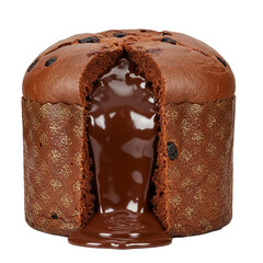 Panettone with creamy chocolate filling, offering a festive and delicious holiday treat.