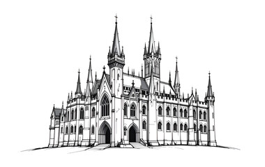 Fototapeta premium Castle Tower Hand-Drawn Illustration