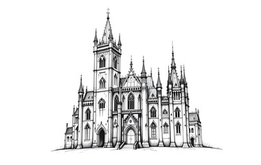 Fototapeta premium Dark Fantasy Castle Drawing, Mysterious Artwork