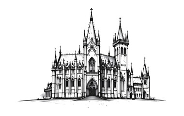 Fototapeta premium Medieval Fortress Hand-Sketched Illustration