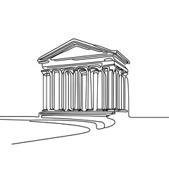 Fototapeta premium Minimalist line drawing of classical museum architecture, artistic representation for design