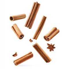 Cinnamon sticks and star anise, levitating