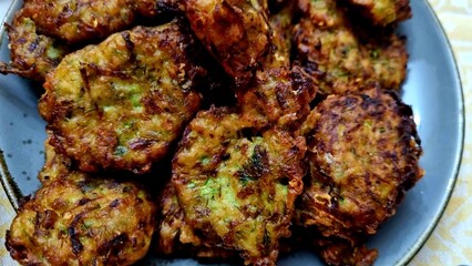 Crispy Zucchini Fritters on a Plate