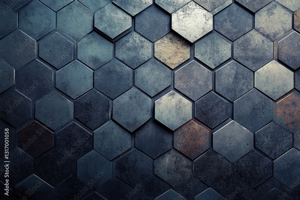 Poster geometric hexagonal pattern on textured surface . a hexagon pattern background featuring a blend of 