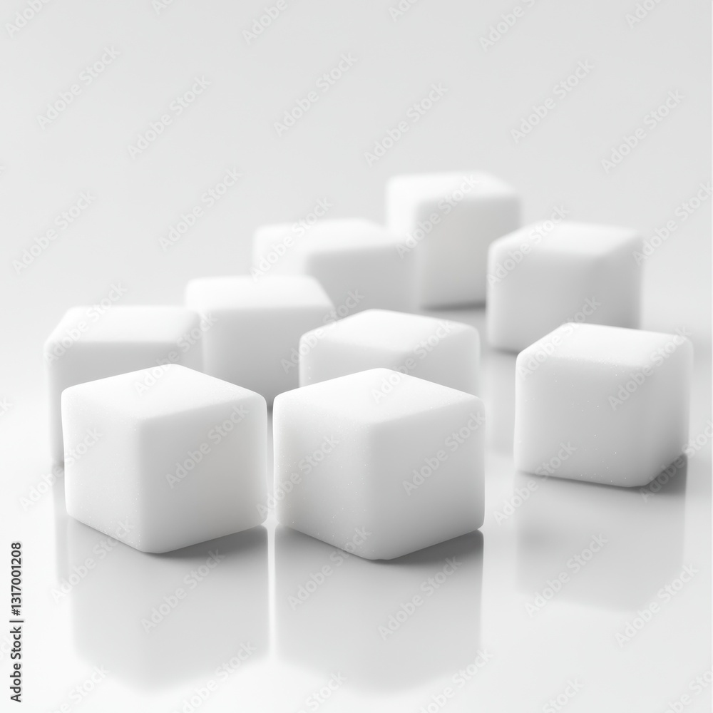 Poster white cube-shaped objects arranged on a surface