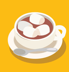  Mug of Cacao or Coffee with whipped cream and marshmallow.