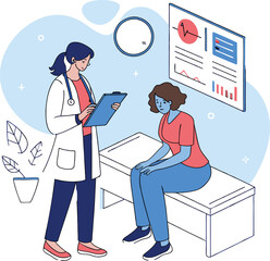 Medical health checkup with doctor and digital health report