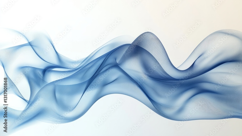 Poster soft and smooth abstract blue wave pattern on a white backdrop, evoking a premium, modern atmosphere