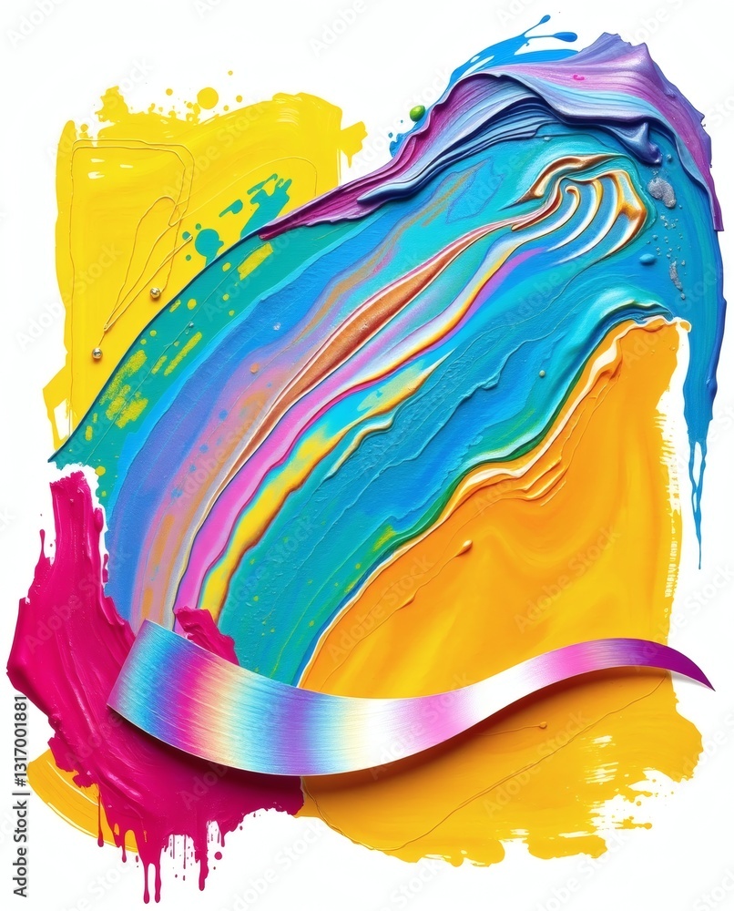 Aufkleber an abstract and colorful paint stroke, creating a dynamic and expressive visual