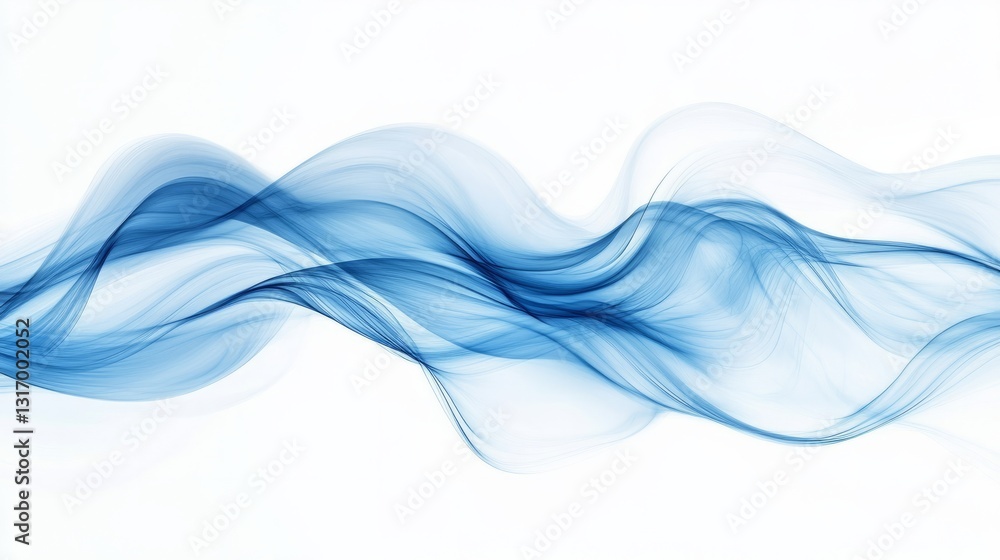 Poster soft and smooth abstract blue wave pattern on a white backdrop, evoking a premium, modern atmosphere