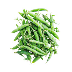 Fresh Peas with Tender Green Pods Isolated on Transparent Background