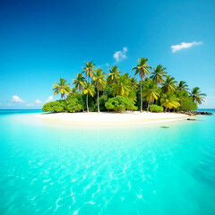 A tropical island in the middle of the ocean