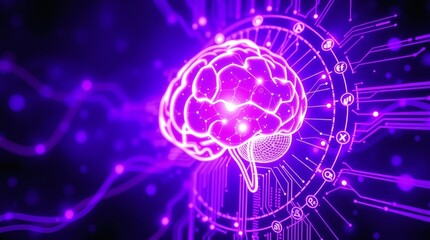 a conceptual representation of the human brain with glowing lines. It symbolizes the power of the mind, creativity, intelligence, and the complexity of thoughts