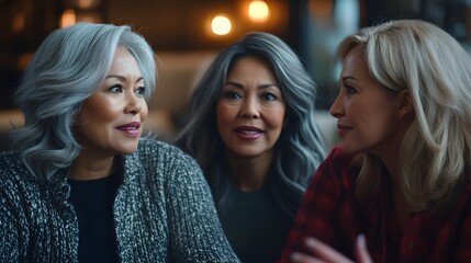 Two women of different backgrounds engaged in a meaningful conversation while sharing stories and experiences